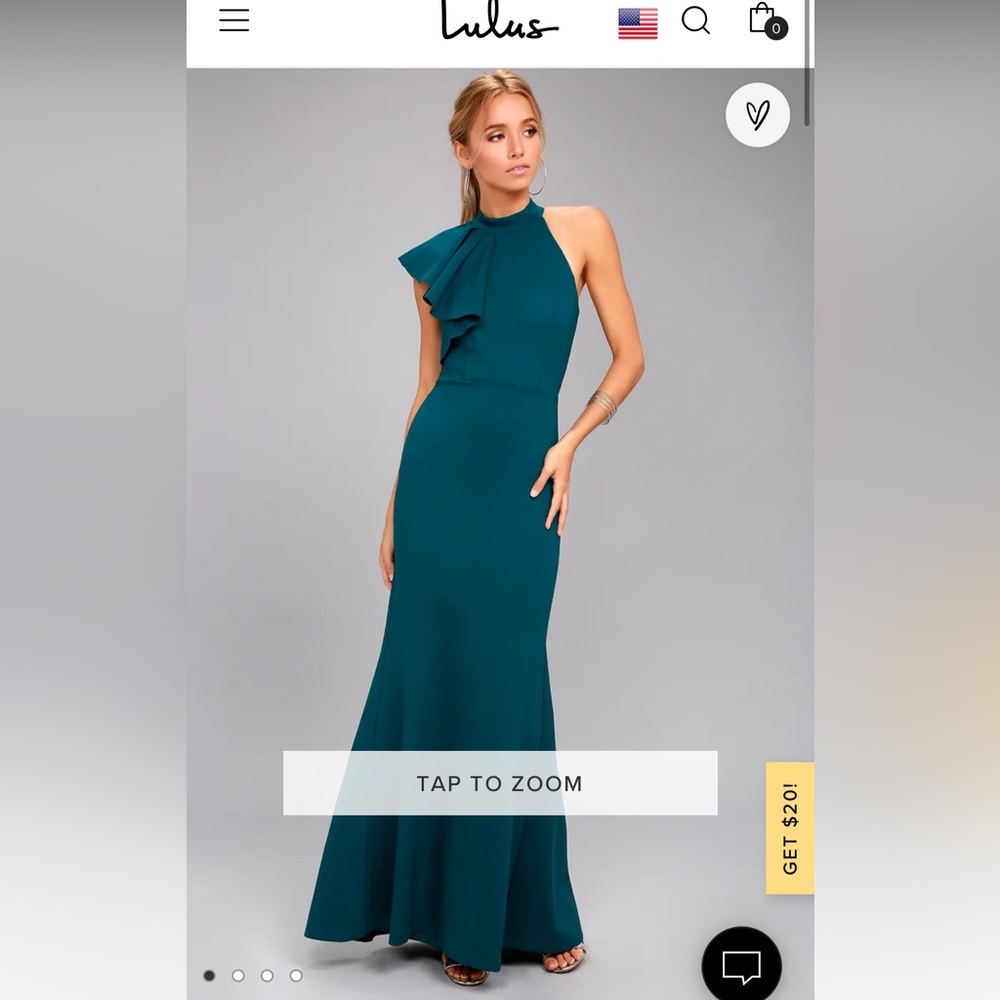 Lulu’s Margaux Teal Blue One-Shoulder Maxi Dress